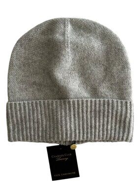 Charter Club Light Gray Cashmere Beanie